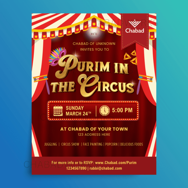 Purim in the Circus with Red Tent Flyer