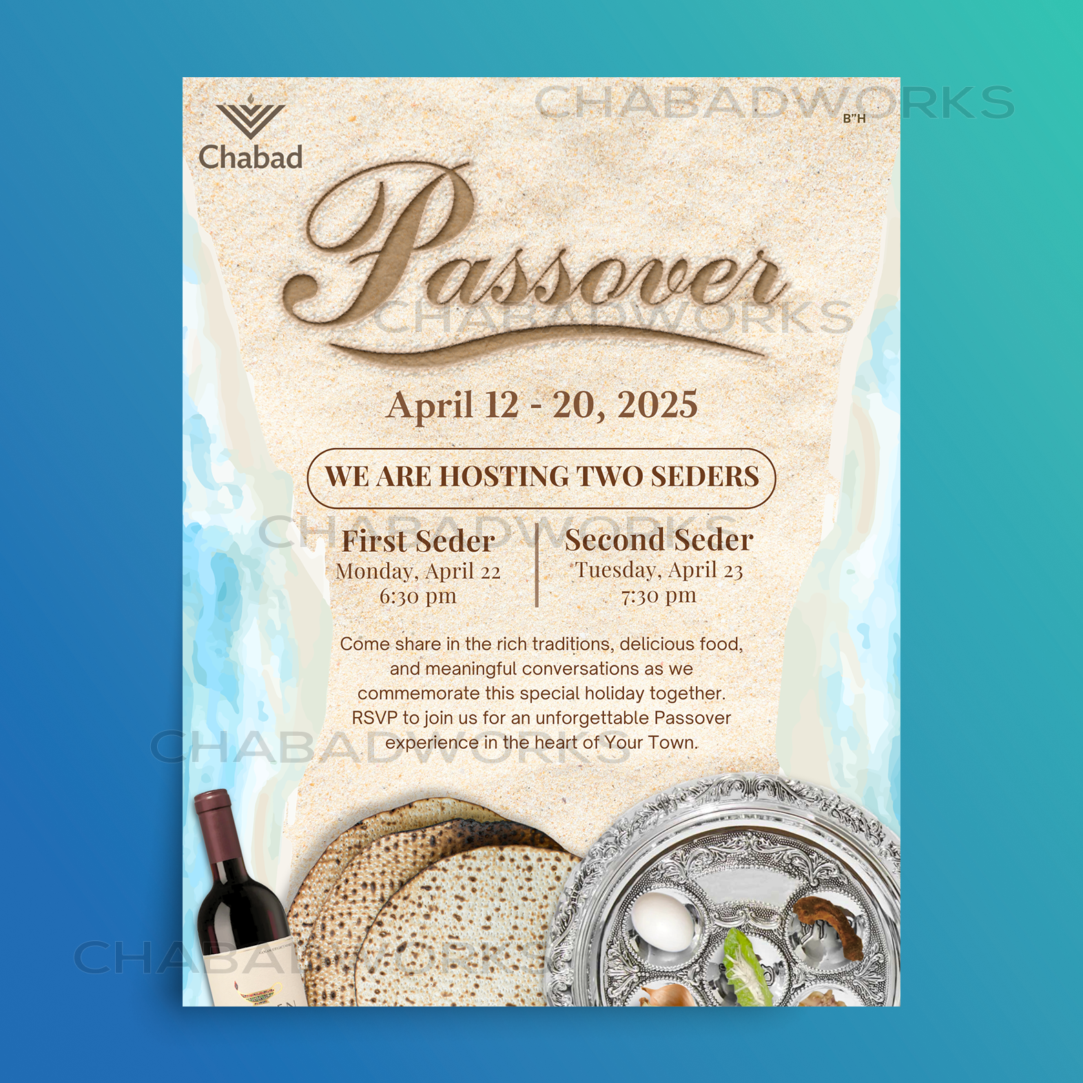 Tropical Sands & Sea Passover Seder Flyer