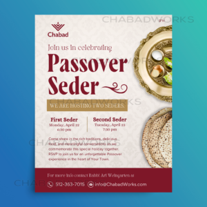 Elegant Passover Seder Flyer Template – Classic Chabad Pesach Event Flyer