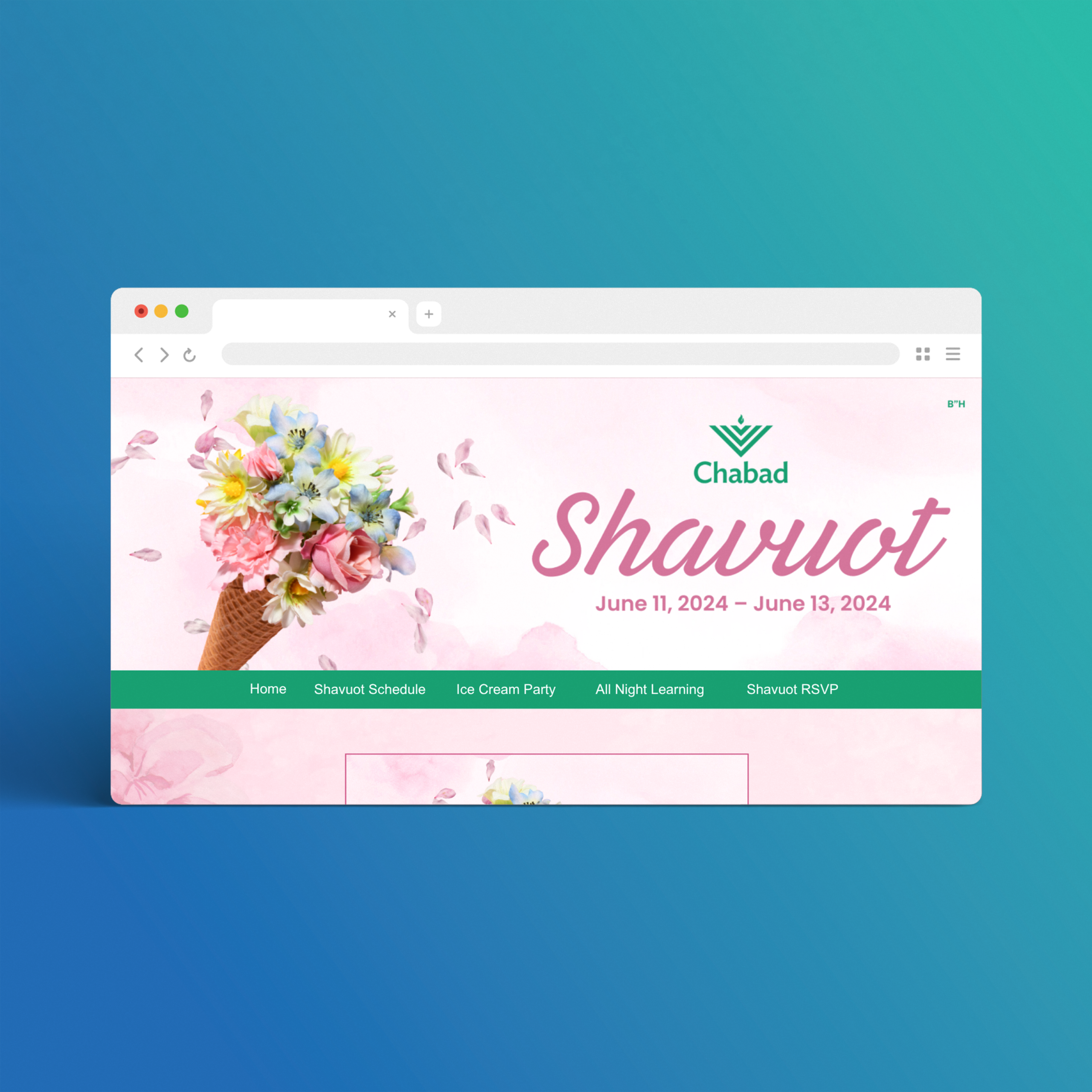 Floral Ice Cream Cone Shavuot Minisite